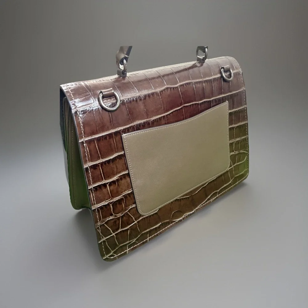 Leather Coach‎ Purse Crocodile Embossed Parker 32 Bag No Strap EUC Designer